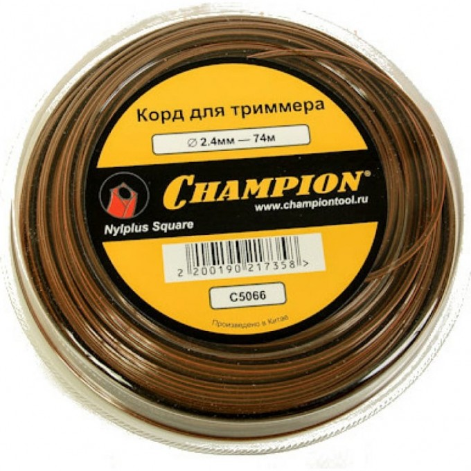 Корд триммерный CHAMPION Nylplus Square 2.4 мм х 74 м, C5066 CH-C5066 Корд триммерный CHAMPION Nylplus Square 2.4 мм х 74 м, C5066 CH-C5066