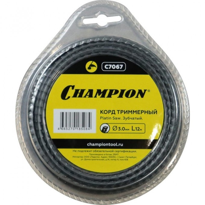 Корд триммерный CHAMPION PLATIN SAW 3.0мм*12м (зубчатый) C7067 CH-C7067 Корд триммерный CHAMPION PLATIN SAW 3.0мм*12м (зубчатый) C7067 CH-C7067